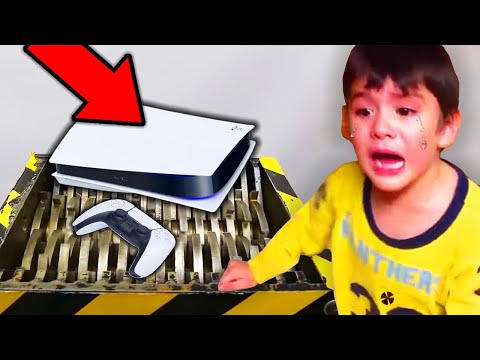 Mom DESTROYS kids ps5 in shredder.. (Fortnite) Video