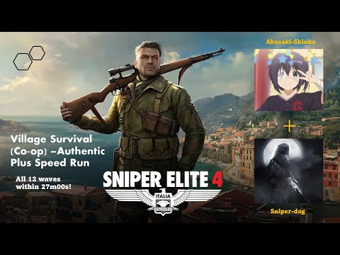 Sniper Elite 4 Village Co-op Survival Authentic Plus Speed-Ru-All 12 Waves within 27m00s