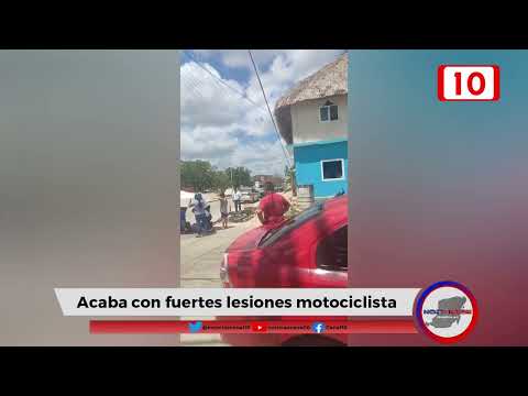 Motociclista derrapa y termina con fuertes lesiones en Felipe Carrillo Puerto