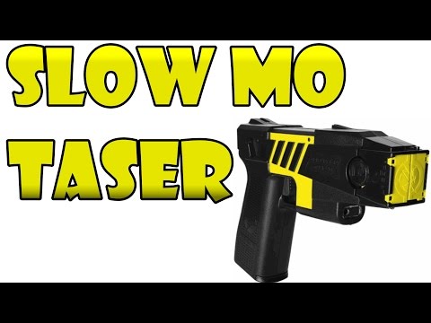 A Taser has been fired into a man's back and the recorded in slow motion