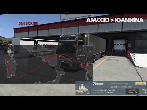 ETS2 | Driving from Ajaccio to Ioannina | No Commentary, No Music | Relaxing Truck Simulator
