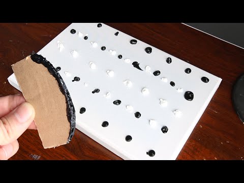 Technique de peinture abstraite avec carton - Acrylique noir et blanc - Satisfaisant et relaxant