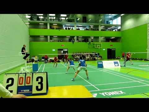 Ausschnitt Damendoppel in Zeitlupe - BV St. Gallen-Appenzell vs. BC Uzwil (NLA-Badminton)