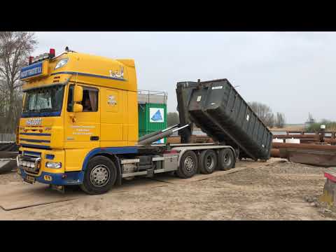 4K | Daf XF 105.460 straight pipe | Hagoort Transport B.V. |  Loading container with scrap metal