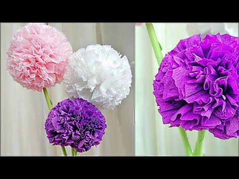 Blumen aus Papier basteln leicht / falten einfach anleitung Deko mit Pompoms selber machen