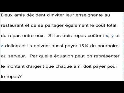 comment poser un probleme en equation