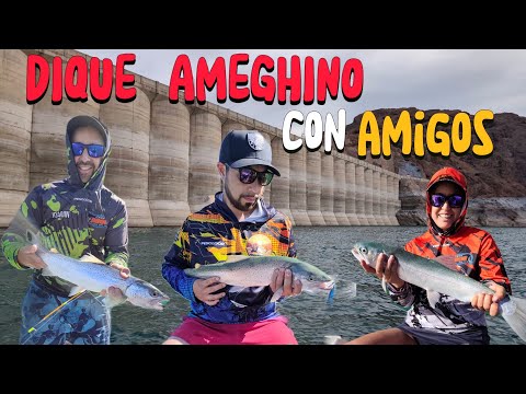 PESCA DE TRUCHAS EN EL DIQUE FLORENTINO AMEGHINO  CON AMIGOS 
