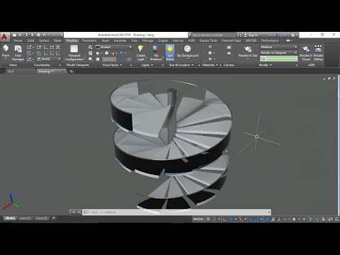Stairscase design in autocad 3D - Spiral shaped (with commands)
