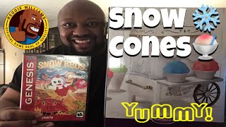 Nostalgia snowcone machine featuring snow Bros.