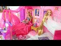 Princess Barbie Rapunzel Pink Room Morning Routine غرفة نوم باربي رابونزيل Barbie rosa Quarto
