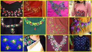 Hand embroidered summer dresses / neckline embroidery / hand embroidery designs for dresses