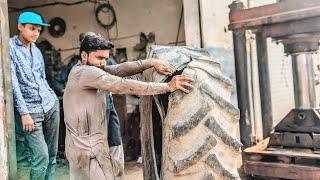Pakistani Mechanic Heavy Damage Repair Young Man Revives Dead Tractor Tires