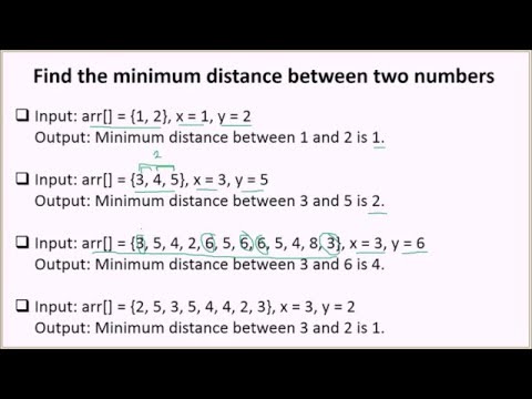 Find the minimum distance between two numbers | GeeksforGeeks