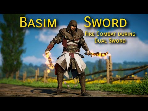 Assassins Creed Valhalla - Basim Sword Fire Combat - Dual Sword Combat