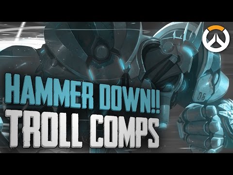 Overwatch - HAMMER DOWN!! |5 Reinhardt 1 Lucio| - Troll Comp Gameplay