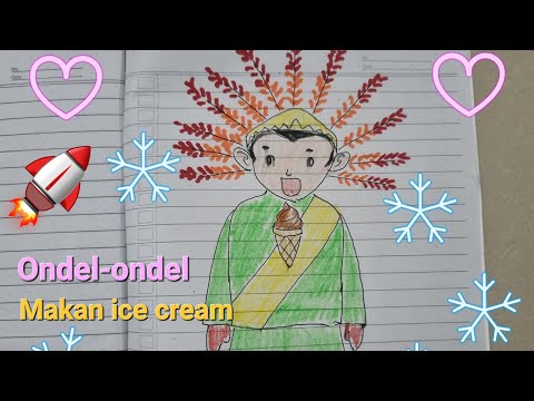 Menggambar Ondel-ondel makan ice cream Mixue