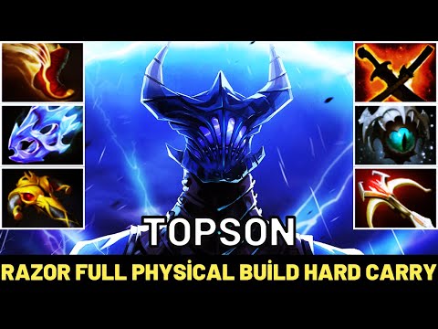 TOPSON Razor %100 Physical Build Mid Lane Game Play 7.29 Dota 2
