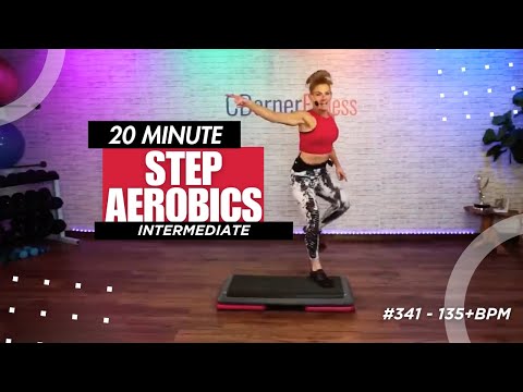 20 Min Intermediate Step Aerobics Workout  💦135 Bpm💦  CDornerFitness #341