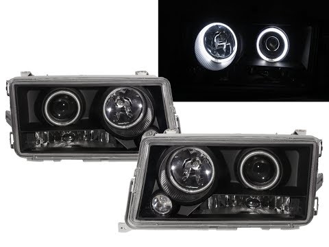 CrazyTheGod C-CLASS W201 190D 190E 82-93 4D CCFL Projector Headlight Black for Mercedes-Benz