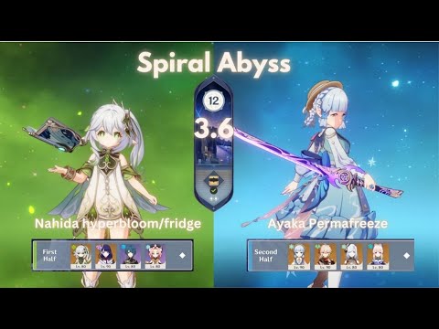 C0 Nahida hyperbloomfreeze & C2 Ayaka permafreeze | 3 6 Spiral Abyss | Genshin Impact