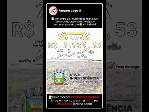 CONCURSO PÚBLICO DA PREFEITURA DE NOVA INDEPENDÊNCIA/SP: EDITAL PUBLICADO NO OESTE PAULISTA!