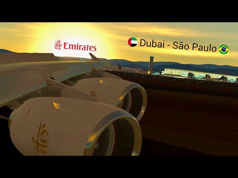 Infinite Flight - Dubai To São Paulo | Emirates A380 | 3D MultiPlayer Flight Simulator TimeLapse