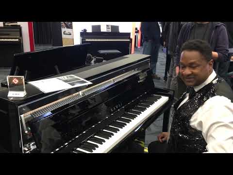Kris Nicholson test drives a brand new Kawai hybrid Upright At Namm 2020