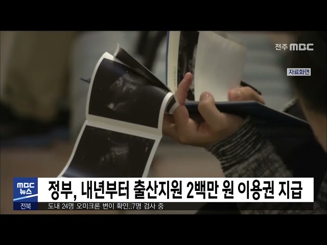 정부, 내년부터 출산지원 2백만 원 이용권 지급