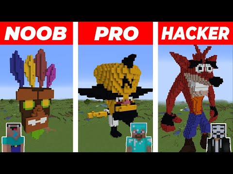 NotCyborg - Minecraft NOOB vs PRO vs HACKER: CRASH BANDICOOT BUILD CHALLENGE in Minecraft Animation