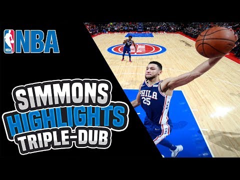 BEN SIMMONS TRIPLE DOUBLE HIGHLIGHTS! 21 PTS + 12 REB + 10 AST VS DETROIT PISTONS