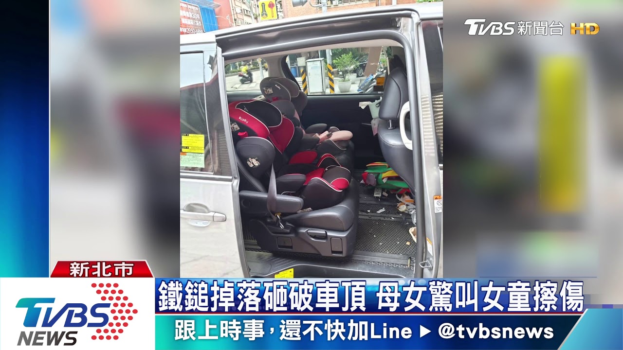大鐵鎚從天而降 砸破車頂險擊中女童