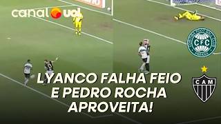 QUE ISSO LYANCO? ZAGUEIRO DO ATLÉTICO-MG FALHA FEIO E PEDRO ROCHA MARCA PARA O COXA; VEJA O LANCE