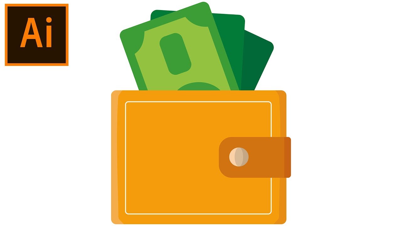 Flat Design how to create wallet illustration - Illustrator Tutorial