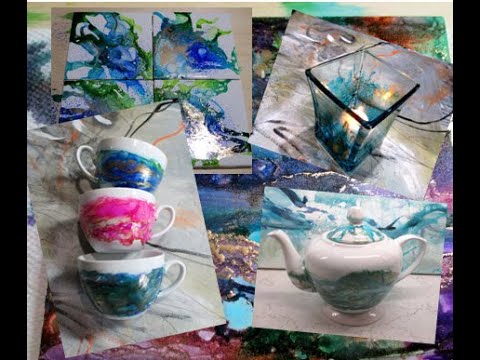 Introduction to my Alcohol Inks Course. Alcohol Inks on Mugs, Tea Pots, Trivets & Such." 6 projects!