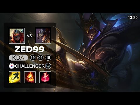 ZED99 Zed vs Twisted Fate Mid   KR Challenger   Patch 13 20 Season 13