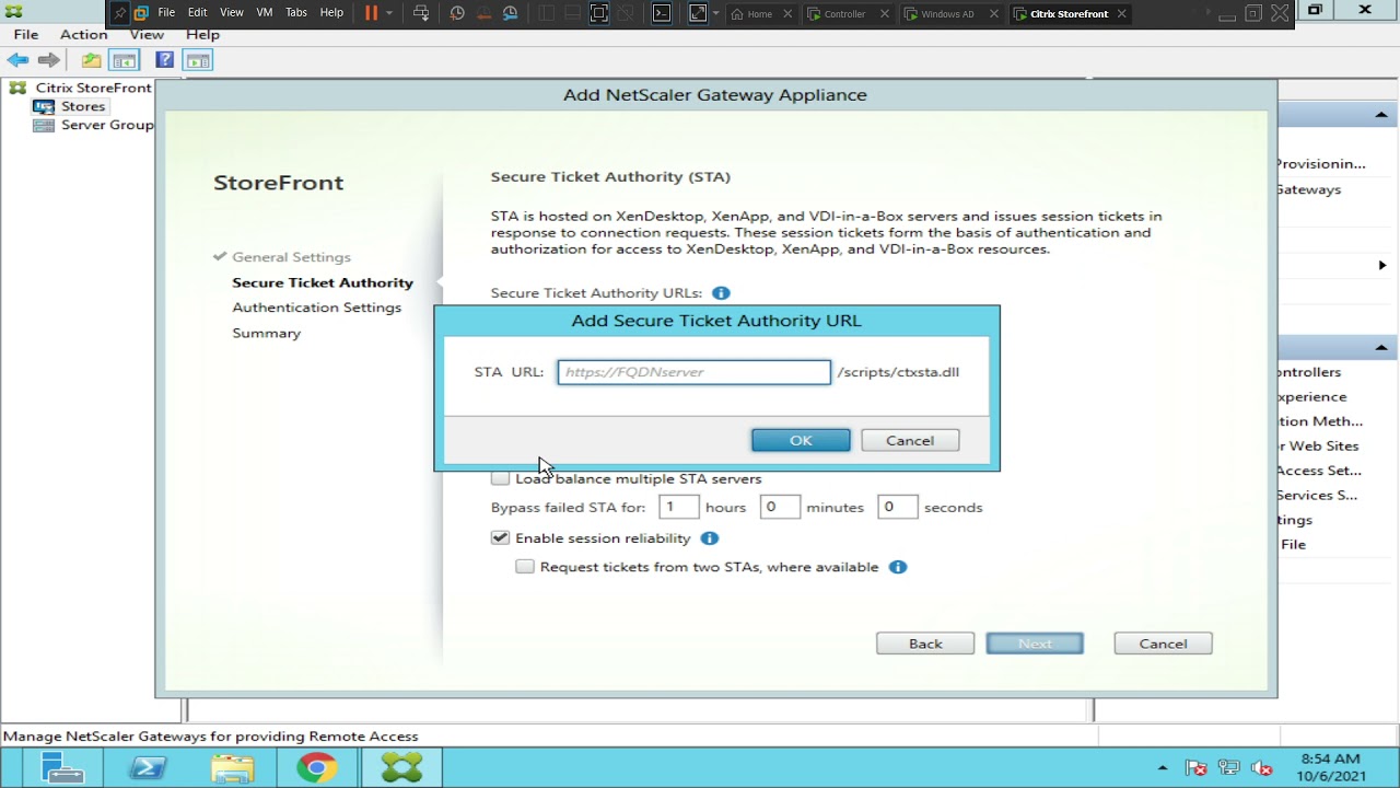Citrix - How to Configure STA servers information on Citrix Storefront and Netscaler Gateway.