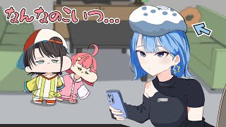 【手描き】頭にクッションを乗せるすいちゃんに困惑するみこスバ【さくらみこ/大空スバル/星街すいせい/ホロライブ切り抜き】