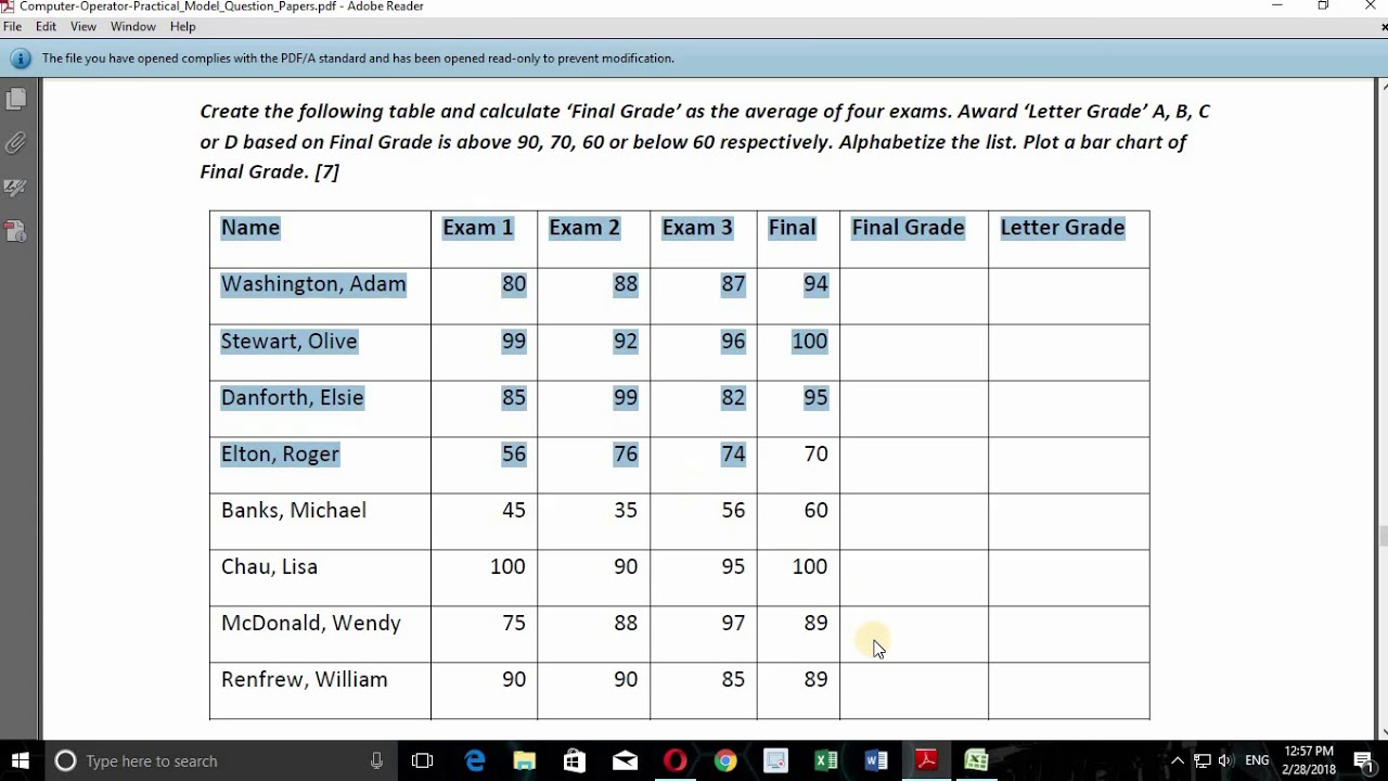 Set 4  Ms Excel Solution Computer Operator Practical Examination Icttrend