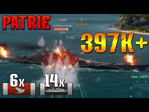 Super-Schlachtschiff Patrie - Fast 400K in 10 Minuten mit riesigen Salven und Genauigkeit