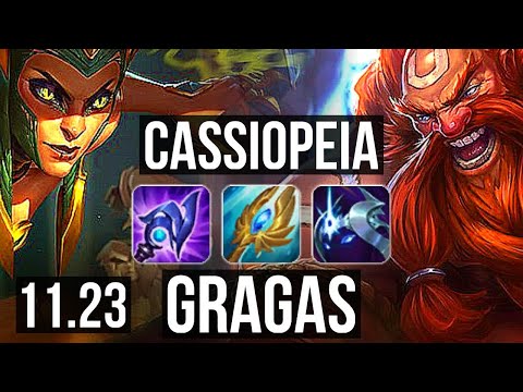 CASSIOPEIA vs GRAGAS (TOP) | 8 solo kills, 1.1M mastery, 300+ games | EUW Master | 11.23