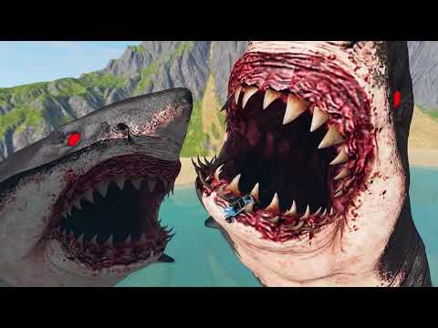 Top 18 Cars Jump into Scary Sharks  - Beamng Drive