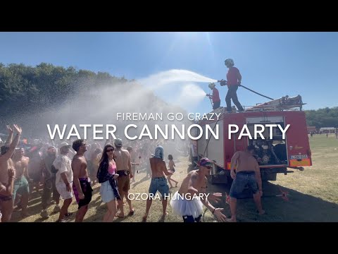 Firemen go Crazy Part2 at Ozora Festival Hungary 2024 Water Cannon Party Cooling Down Dancing People