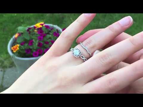 Round Infinity Halo Engagement Ring Bridal Set (2 Rings) (1.17 Ct. Twt) TwoBirch ST-ENG-226-TTRG-E7J