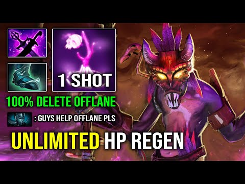 How to 100% Delete Offlane in 7.32e with Unlimited HP Regen 1v5 Witch Doctor Tank Dota 2
