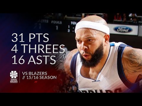Deron Williams 31 pts 4 threes 16 asts vs Blazers 15/16 season
