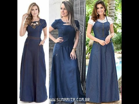 Stylish and Trendy Denim Long Maxi Dresses Collection for Girls and Women's