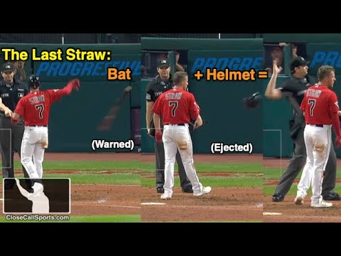 Ejection 164 - Myles Straw Tossed for Throwing Helmet After Umpire Adam Beck's Equipment Violation