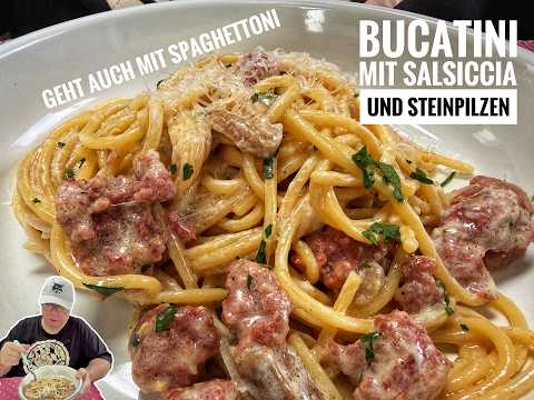 #719: Creamy bucatini with salsiccia and porcini mushrooms. Also works with spaghettoni and taste...