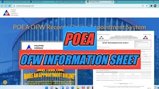 Paano Kumuha ng OFW Information Sheet or OFW Information Record sa POEA Online Appointment