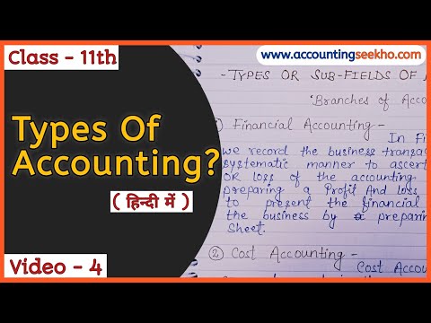 Types Of Accounting | Branches or Sub Fields Of Accounting | Class 11 Accounts | हिन्दी में |